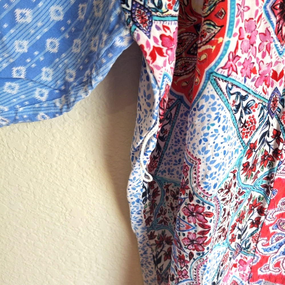 GAP Boho Festival Bandana Patchwork Kimono Cardigan Duster  Small Medium Robe - Picture 4 of 10